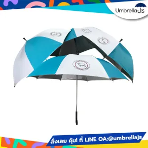 ร่มไม้เท้า 24 นิ้ว สกรีนโลโก้ Farm สีฟ้า ขาว สไตล์โมเดิร์น